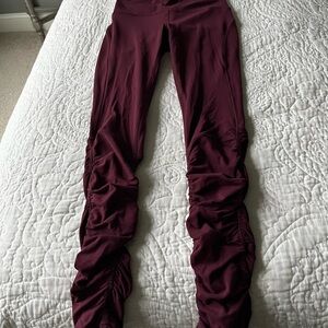 Lululemon Ruched Burgundy Leggings